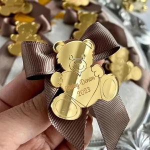 Etiquetas Personalizadas de Acrílico con Acabado Espejo, Diseño de Osito de Peluche, Impermeables y Duraderas para Fiestas, Bautizos de Bebés, Regalos de Agradecimiento - Product Image 2