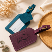 Étiquette de bagage portable en cuir de vachette moderne personnalisée, anti-perte, gravée sur mesure, pour carte d'embarquement et voyages