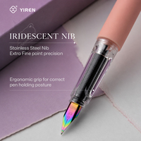 YIREN - Pluma Estilográfica con Diseño de Oso, 4 Colores, Punta de Acero Inoxidable, Revestimiento de Goma, Escritura Suave, Regalo de Papelería