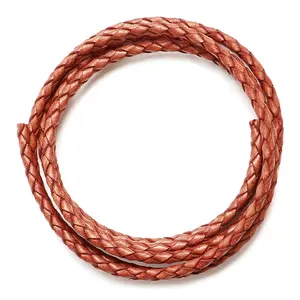 Genuine 4mm 5mm 6mm Leather Round Braided Rope Real Brown Cowhide Leather Cord For Jewelry Make Leather Bracelet