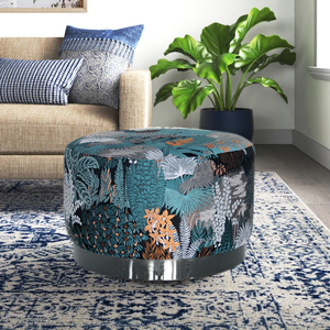 Tabouret de lit en tissu velours, bleu, mousse, 1 pièce, Design élégant, pour le salon - Product Image 6
