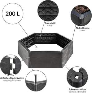 Boîte de jardin <span class=keywords><strong>hors</strong></span> <span class=keywords><strong>sol</strong></span> PP Lit de jardin extérieur en plastique Lits surélevés pour le jardinage Légumes Fleur - Product Image 6