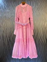 Robe maxi en mousseline de soie personnalisée pour femmes, robe longue à volants, manches longues, cordon de serrage, robe maxi vintage de luxe en mousseline de soie, kaftan pour femmes