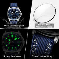 POEDAGAR 873 Hardlex Dial correa de nailon reloj de cuarzo fecha calendario manecillas luminosas 3ATM relojes de negocios impermeables profundos para hombres