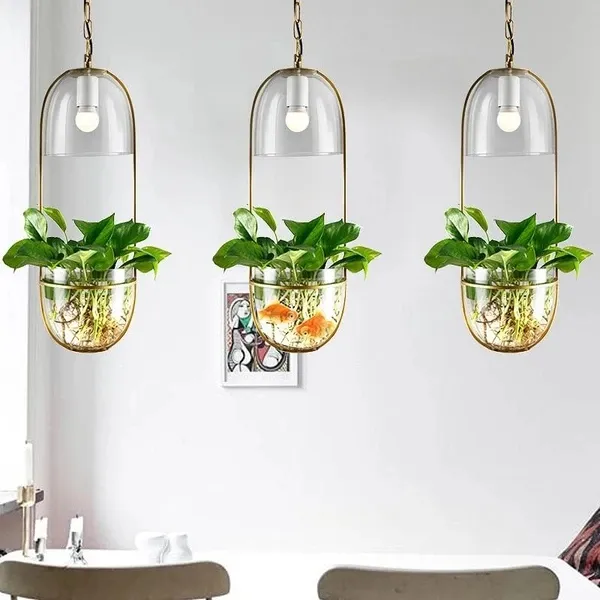 새로운 디자인 장식 식물 펜던트 빛 유리 실내 교수형 램프