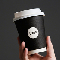 Gobelet à café en papier kraft à double paroi biodégradable de 16 oz avec logo personnalisé imprimé à l'encre écologique