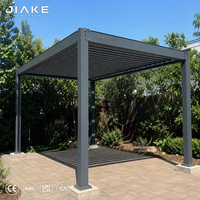 Kit de pergola autoportante Jiake avec toit à lames motorisé et revêtement en poudre pour jardin, terrasse, balcon, patio