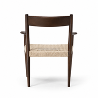 Fauteuil d'appoint en bois de caoutchouc massif et corde de chanvre tressée à la main, fauteuil lounge respirant en tissu tressé pour salon moderne