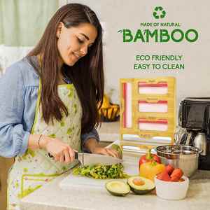 Kitchen Multi-Functional Storage Organizer Bamboo Foil and <b>Plastic</b> <b>Wrap</b> Organizer Ziplock Bag Storage Organizer - Product Image 6