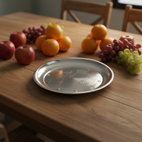 Assiette en acier inoxydable avec motif incrusté d'or, écologique, qualité alimentaire, style américain, pour dîner scolaire, familial ou de fête, fabriquée en Chine