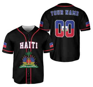 Nome personalizado Bandeira haitiana Haiti Bandeira Impressão Haitian Baseball Jersey para Homens Mulheres - Product Image 6