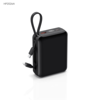 Batterie externe portable haute capacité 20000mAh 22.5W à charge rapide avec écran LCD, câbles doubles intégrés, vente en gros, OEM, logo personnalisé