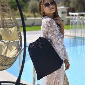 Hot Fitness Sports Storage Recycled Men Women <b>Canvas</b> <b>Backpack</b> Multi-Color Recycled Thick Cotton Drawstring Bag - Product Image 2