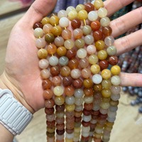 Perles Rondes en Pierre Naturelle de Jade Soie Dorée, Perles de Cristal de Jade Fortune Dorée pour la Fabrication de Bijoux DIY