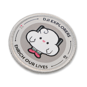 Fashionable Circle Shape Custom Western Logo Cute Character Woven Patch Weaving <b>Machine</b> Hook and Loop Patches - Product Image 2