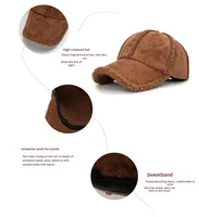 Casquette de baseball tendance automne-hiver 2026, chaude et épaisse en peluche avec pompons
