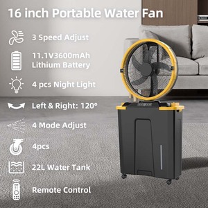 Ventilateur solaire portable avec réservoir d'eau de 22 L et batterie au lithium 11,1 V 3600 mAh pour activités domestiques, extérieures, course à pied et salle de sport - Product Image 2