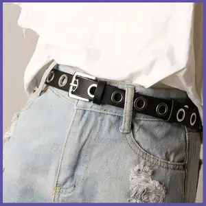 Paupières non perforées pour femmes polyvalentes de nouvelle mode noire avec ceinture de salopette de jean décorative de style hip-hop