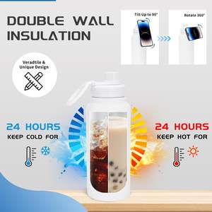 Bouteille d'eau personnalisée multi-tailles 18oz 32oz en acier inoxydable, gobelet isotherme à double paroi, gourde thermique sportive - Product Image 2
