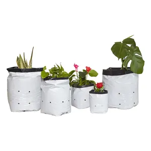 Sacos plásticos para plantadores, sacos poli para cultivo de jardim, preto e branco, saco plástico para mudas de viveiro de plantas, para plantio de árvores e vegetais