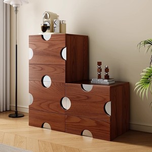 Commode en bois massif, style moderne et minimaliste, pour chambre à coucher, type armoire de rangement sur pied - Product Image 1
