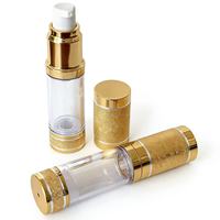 Botella de Lujo con Bomba Airless en Dorado Mate, Envase Cosmético de Plástico Recargable para Suero, Crema Facial, Viajes