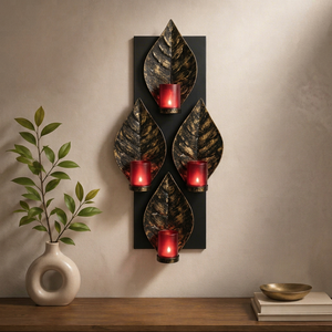 Sculpture murale en métal en forme de feuille, design feuillage moderne, motif triangulaire vertical, décoration intérieure pour salon et mariage - Product Image 1
