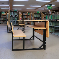 Bureau d'école durable à deux places pour centre de formation au secondaire Conception de banc en métal peu encombrante pour hôtels