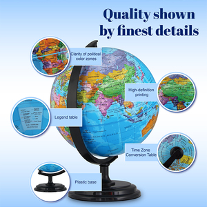 Globo Terráqueo de 30 cm para Demostración de Geografía con Latitud y Longitud, Modelo de Globo Terráqueo Vintage, Modelo Educativo de Geografía - Product Image 2