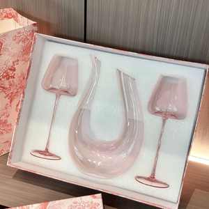 Decantador de Vino Rosa y Juego de Copas, 3 Piezas, Decantador en Forma de U y 2 Copas de Vino, Juego de Regalo en Caja para Boda - Product Image 2