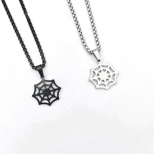 Collana Trendy di <span class=keywords><strong>ragnatela</strong></span> nera in acciaio inossidabile collana pendente in <span class=keywords><strong>ragnatela</strong></span> gotica collana di Halloween gioielli regalo per <span class=keywords><strong>uomo</strong></span> donna - Product Image 1