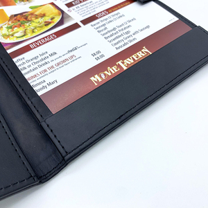 Porte-menu en cuir PU noir format A4 avec porte-stylo pour restaurant - Product Image 2