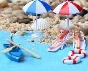 Meer mini Strand Szene Boot regenschirm Spielzeug modell für kinder spielen figuren sand abbildung