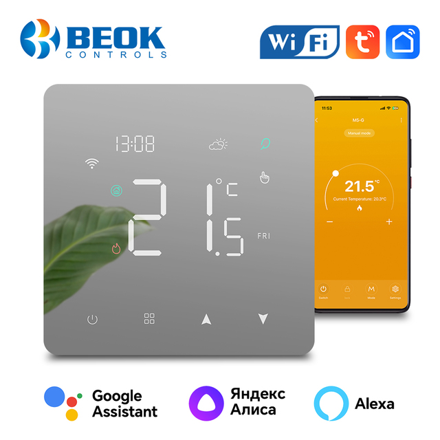 Glass Touch Screen Smart Tuya WiFi Room Thermostat with 7 Days Daily Programmable Function