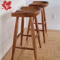 Chaise de bar et tabouret de comptoir en bois massif de chêne, couleur naturelle, design traditionnel, pour la maison, le bureau et les cafés.