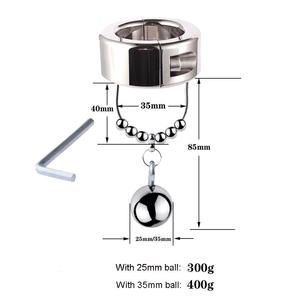 Anneau de pénis double hauteur pour hommes, dispositif de chasteté, <span class=keywords><strong>pendentif</strong></span> en boule en acier inoxydable, civière Scrotum, coq verrouillage en métal, jouets sexuels pour hommes - Product Image 4