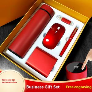 Low MOQ 5 In1 Promotional Packaging Boxes Gift Set Power <b>Pen</b> USB <b>Mouse</b> Bottle Men Meetings Custom Digital Printing Office Use - Product Image 3