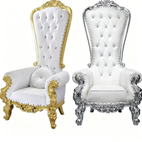 Canapé en cuir souple blanc de luxe pour mariés, chaises trônes dorées et argentées pour événements