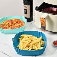 Accessoires de cuisine réutilisables en silicone, plateaux de four pliables, doublures de friteuse à air en silicone de forme carrée