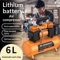 Compresseur d'air portable RY-6082 6L 12V à double cylindre, alimenté par batterie au lithium, haute pression, débit de 70 L/min pour pompe