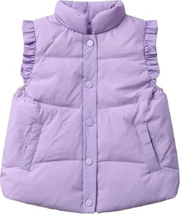 Gilet Casual Traspirante Antivento Impermeabile per Bambine BKD con Maniche a Volant e Bottoni, Giacca Autunno Inverno 2-8 Anni - Product Image 2