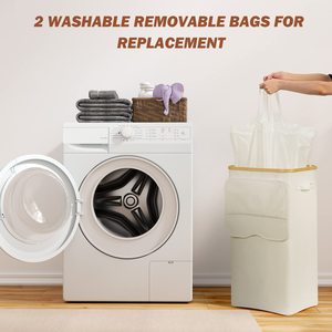 Panier à linge de grande capacité pliable et facile à transporter paniers à linge personnalisés en bambou - Product Image 4
