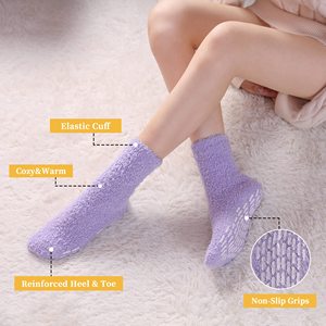 Chaussettes antidérapantes personnalisées avec logo OEM pour femmes, chaussettes d'hiver chaudes et confortables, chaussettes de maison douces et moelleuses, chaussettes antidérapantes pour hôpital - Product Image 2
