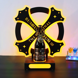 Custom LED Bumbu Rum Bottle Presenter, Luminous X-Shaped <b>Wine</b> Holder for Nightclub VIP Service - Product Image 2