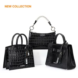 Guangzhou OEM Personalizado Saco De Couro Genuíno Mulheres Designer De Luxo Bolsa Logotipo Senhoras Vegan Bolsas Sacola De Couro De Alta Qualidade