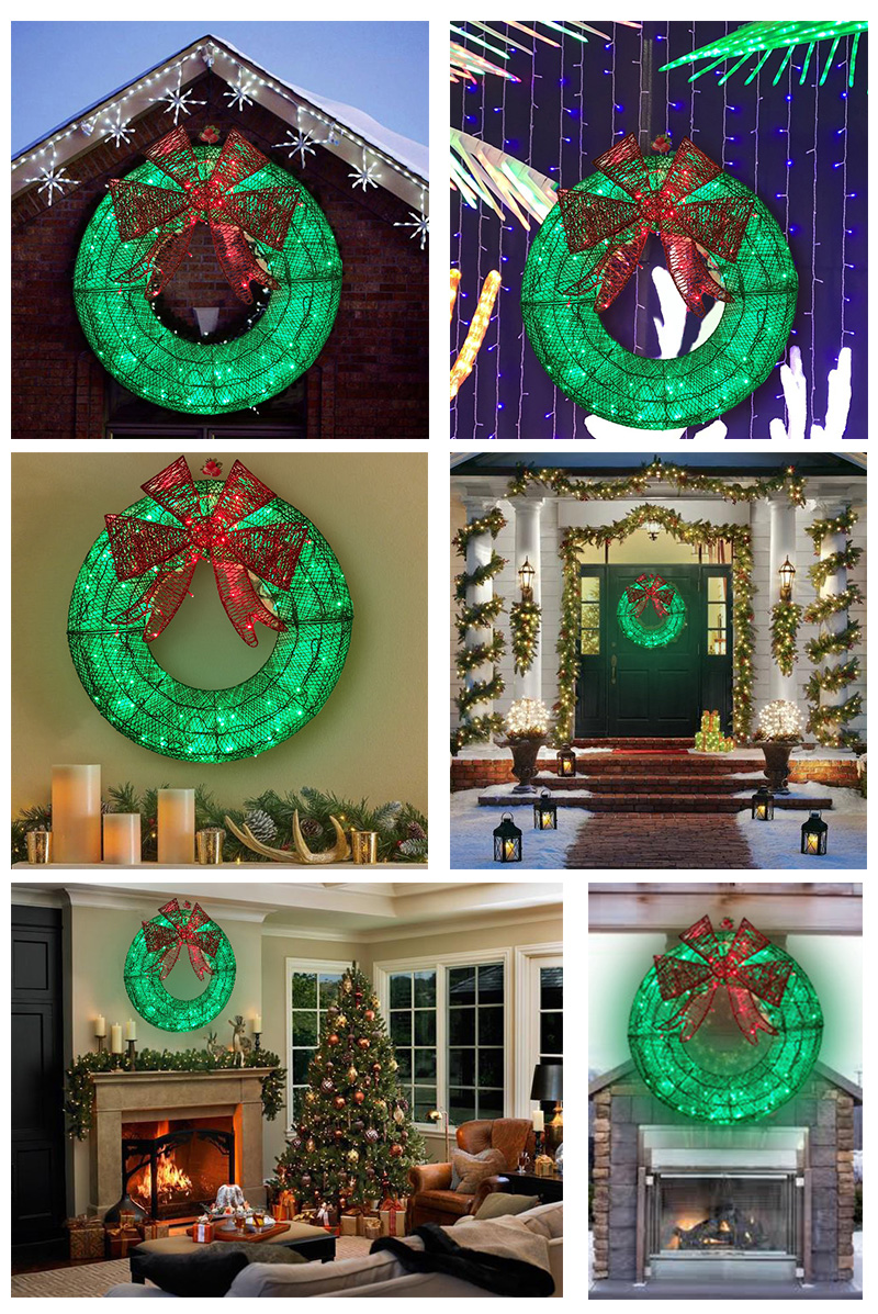 Home Christmas Garden Decoration LED Christmas Wreath Large Christmas Wreath 60cm