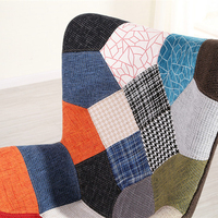Fauteuil simple en bois moderne de style patchwork en tissu pour la chambre à coucher