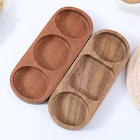 Plateau de petit-déjeuner moderne de style japonais en bois d'acacia/ébène, plateau en bois multi-tailles pour collations, plateau pour le thé de l'après-midi