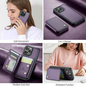 三星S24 iPhone 16 15 14 13 12 11 7 <span class=keywords><strong>8</strong></span> Plus SE 3 2合1可拆卸磁性射频识别保护钱包外壳 - Product Image 5