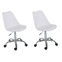 Chaise de bureau pivotante mobile réglable en hauteur, avec siège rembourré en PU souple et confortable, en plastique coloré